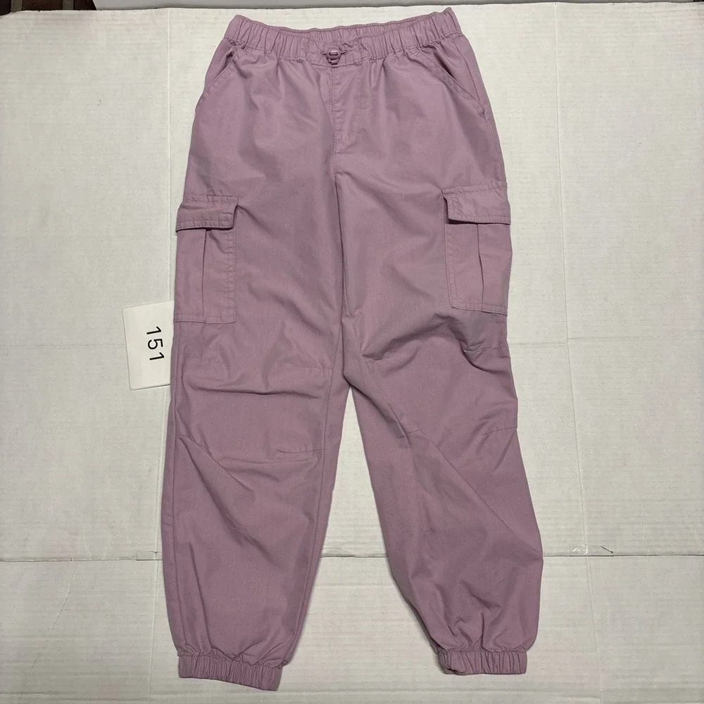 Cat & Jack Girls Pink Rose Parachute Cargo Pants Size M 8 Utility Tapered Leg